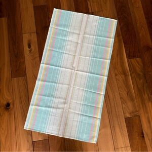 Vintage Soviet Linen Tea Towel 70s 80s Pastel Stripe Dish Hand Towel